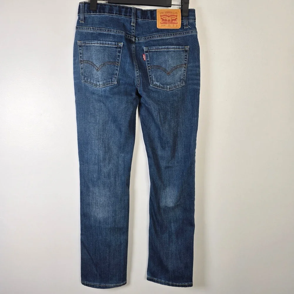 Levi‎ Strauss 511 Kids Jeans Size 14 Reg Blue Distressed Slim Fit Denim